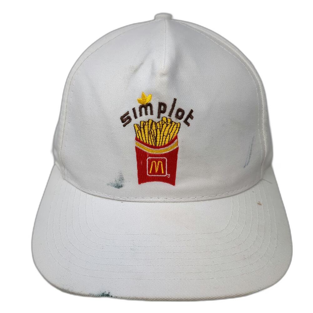 Head To Toe 5 Panel White McDonalds Simplot Fries Strapback Hat Logo Vintage